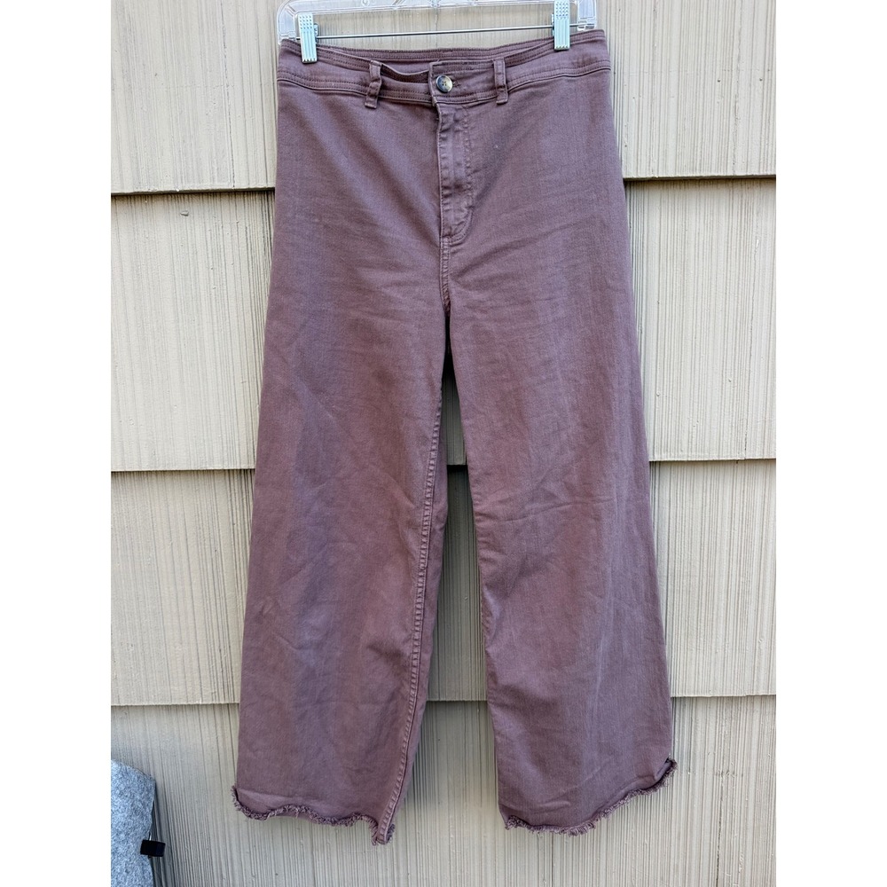 Billabong Womens High Waisted Wide Leg Pants Mauve Raw Hem Size 29
